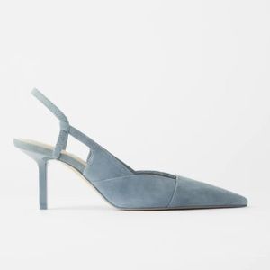 Zara Blue Suede Slingback Heel